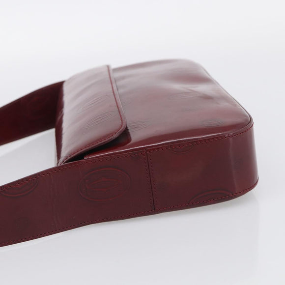 Cartier Shoulder Bag Patent leather Bordeaux Silver Auth 213672