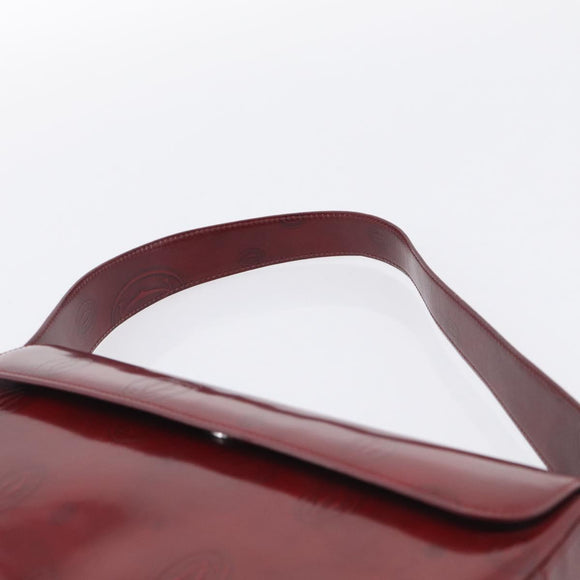 Cartier Shoulder Bag Patent leather Bordeaux Silver Auth 213672