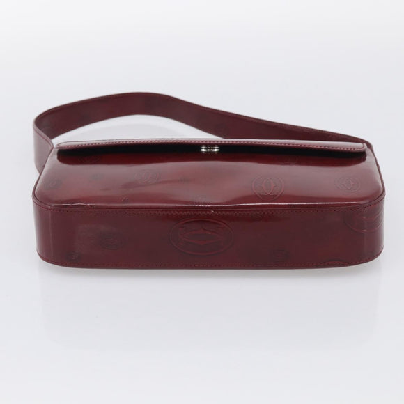 Cartier Shoulder Bag Patent leather Bordeaux Silver Auth 213672