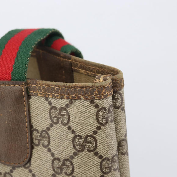 GUCCI GG Supreme Web Sherry Line Tote Bag PVC Beige Gold 40 02 003 Auth 213679