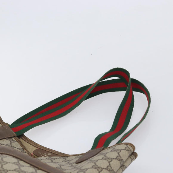 GUCCI GG Supreme Web Sherry Line Tote Bag PVC Beige Gold 40 02 003 Auth 213679