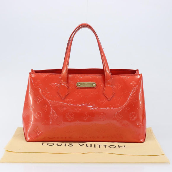 LOUIS VUITTON Vernis Bluebird Wilshire PM Orenge Sunset M93644 Auth 213683A