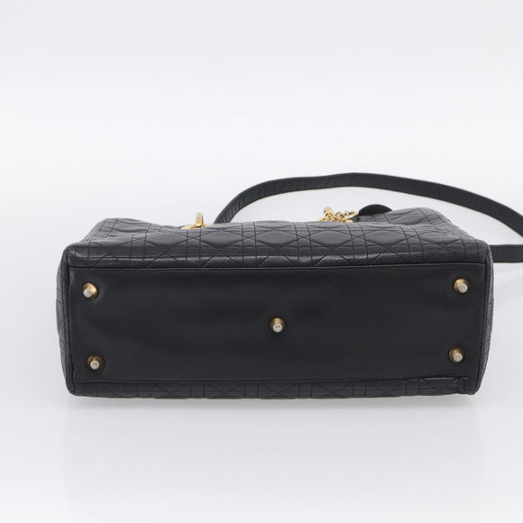Christian Dior Cannage Lady Dior Large Hand Bag Lamb Skin 2way Auth 213685V