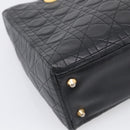Christian Dior Cannage Lady Dior Large Hand Bag Lamb Skin 2way Auth 213685V-13