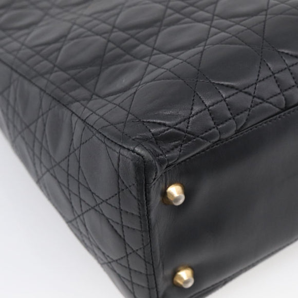 Christian Dior Cannage Lady Dior Large Hand Bag Lamb Skin 2way Auth 213685V