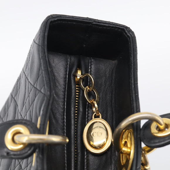 Christian Dior Cannage Lady Dior Large Hand Bag Lamb Skin 2way Auth 213685V