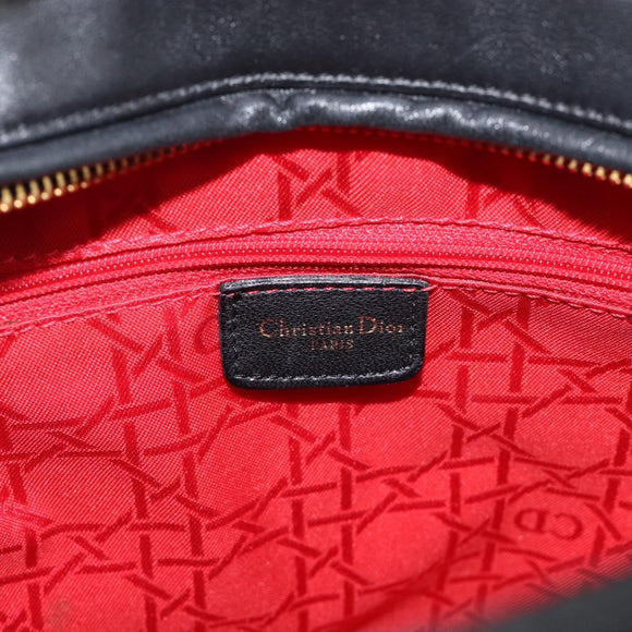 Christian Dior Cannage Lady Dior Large Hand Bag Lamb Skin 2way Auth 213685V