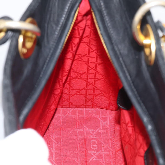Christian Dior Cannage Lady Dior Large Hand Bag Lamb Skin 2way Auth 213685V