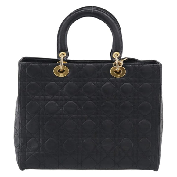 Christian Dior Cannage Lady Dior Large Hand Bag Lamb Skin 2way Auth 213685V