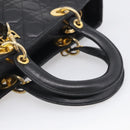 Christian Dior Cannage Lady Dior Large Hand Bag Lamb Skin 2way Auth 213685V-7