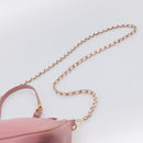 Miu Miu Madras Chain Shoulder Bag Leather 2way Pink Gold Auth 213686A-11
