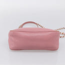 Miu Miu Madras Chain Shoulder Bag Leather 2way Pink Gold Auth 213686A-12