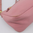 Miu Miu Madras Chain Shoulder Bag Leather 2way Pink Gold Auth 213686A-14