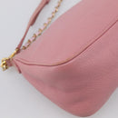 Miu Miu Madras Chain Shoulder Bag Leather 2way Pink Gold Auth 213686A-16