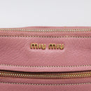 Miu Miu Madras Chain Shoulder Bag Leather 2way Pink Gold Auth 213686A-17