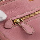Miu Miu Madras Chain Shoulder Bag Leather 2way Pink Gold Auth 213686A-24