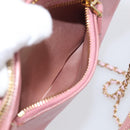 Miu Miu Madras Chain Shoulder Bag Leather 2way Pink Gold Auth 213686A-25