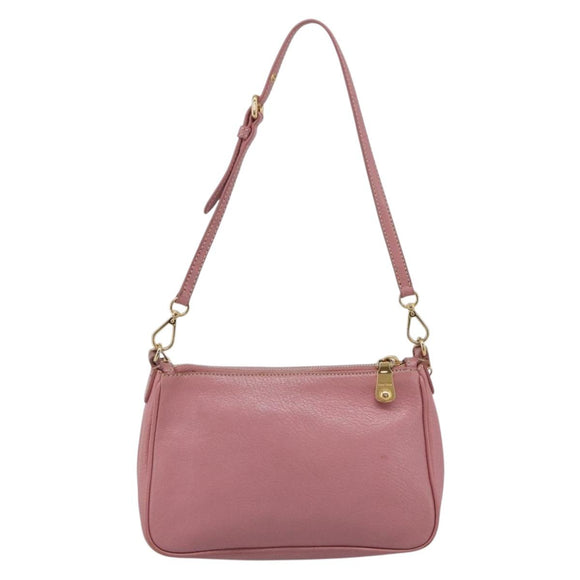 Miu Miu Madras Chain Shoulder Bag Leather 2way Pink Gold Auth 213686A