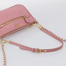 Miu Miu Madras Chain Shoulder Bag Leather 2way Pink Gold Auth 213686A-7