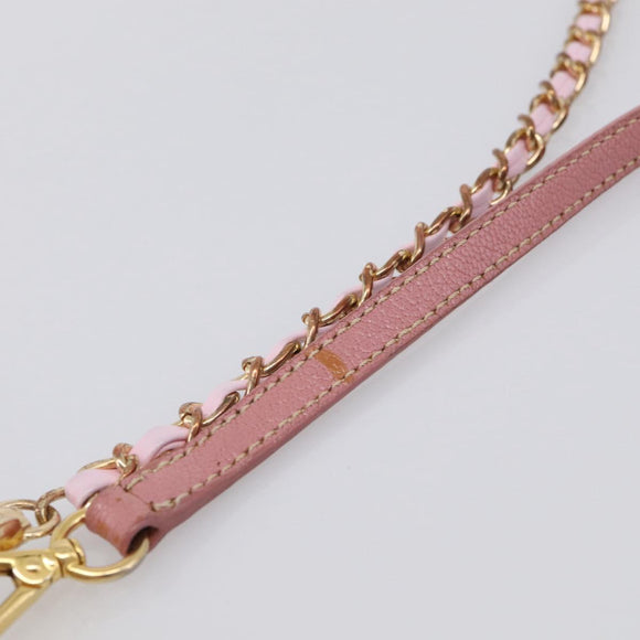 Miu Miu Madras Chain Shoulder Bag Leather 2way Pink Gold Auth 213686A