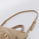 Miu Miu Vitellolux Hand Bag Leather 2way Beige Gold Auth 213687V-10