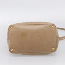 Miu Miu Vitellolux Hand Bag Leather 2way Beige Gold Auth 213687V-11