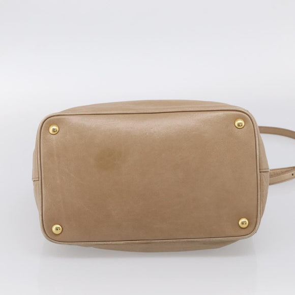 Miu Miu Vitellolux Hand Bag Leather 2way Beige Gold Auth 213687V