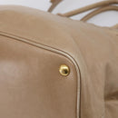 Miu Miu Vitellolux Hand Bag Leather 2way Beige Gold Auth 213687V-12