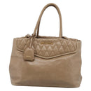 Miu Miu Vitellolux Hand Bag Leather 2way Beige Gold Auth 213687V-2