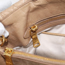 Miu Miu Vitellolux Hand Bag Leather 2way Beige Gold Auth 213687V-23