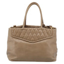 Miu Miu Vitellolux Hand Bag Leather 2way Beige Gold Auth 213687V-3