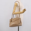 Miu Miu Vitellolux Hand Bag Leather 2way Beige Gold Auth 213687V-30