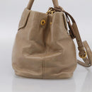 Miu Miu Vitellolux Hand Bag Leather 2way Beige Gold Auth 213687V-4