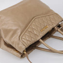 Miu Miu Vitellolux Hand Bag Leather 2way Beige Gold Auth 213687V-6