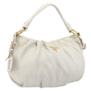 PRADA Shoulder Bag Leather White Gold Auth 213688-1
