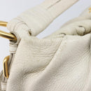 PRADA Shoulder Bag Leather White Gold Auth 213688-16