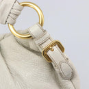 PRADA Shoulder Bag Leather White Gold Auth 213688-18
