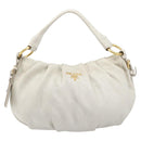 PRADA Shoulder Bag Leather White Gold Auth 213688-2