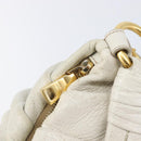 PRADA Shoulder Bag Leather White Gold Auth 213688-20