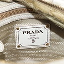 PRADA Shoulder Bag Leather White Gold Auth 213688-21
