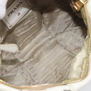 PRADA Shoulder Bag Leather White Gold Auth 213688-22