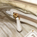PRADA Shoulder Bag Leather White Gold Auth 213688-25