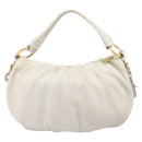 PRADA Shoulder Bag Leather White Gold Auth 213688-3