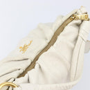 PRADA Shoulder Bag Leather White Gold Auth 213688-6