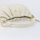 PRADA Shoulder Bag Leather White Gold Auth 213688-7