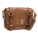 Miu Miu Vitellolux Shoulder Bag Leather Brown Gold Auth 213693A-1