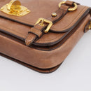 Miu Miu Vitellolux Shoulder Bag Leather Brown Gold Auth 213693A-10