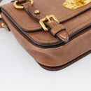 Miu Miu Vitellolux Shoulder Bag Leather Brown Gold Auth 213693A-11