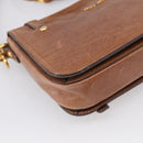 Miu Miu Vitellolux Shoulder Bag Leather Brown Gold Auth 213693A-13