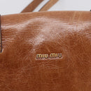 Miu Miu Vitellolux Shoulder Bag Leather Brown Gold Auth 213693A-14